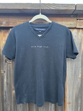 French Connection Women's Black V-Neck Graphic Tee